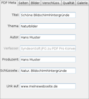 Allgemeine PDF Einstellungen im JPG zu PDF Konverter.